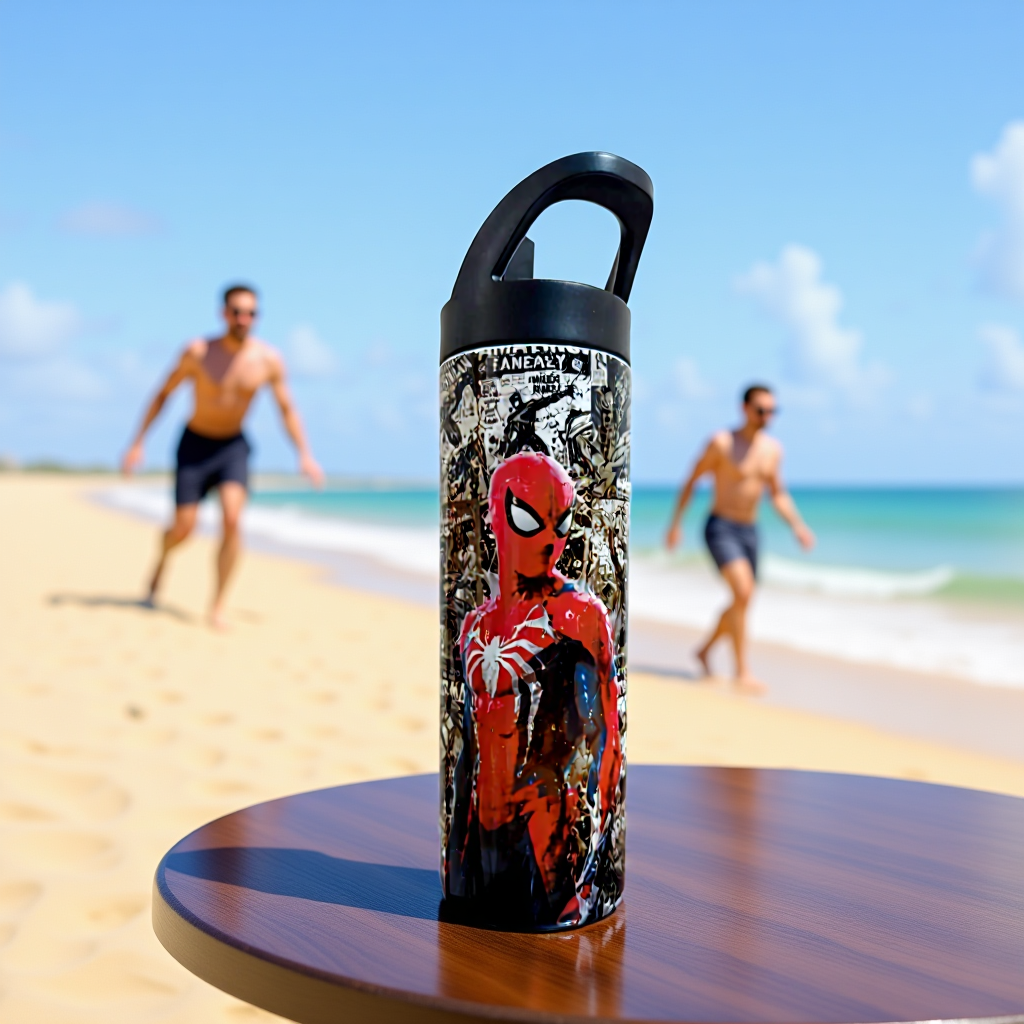 Spider-Man Comic Collage Travel Tumbler – Beach Edition