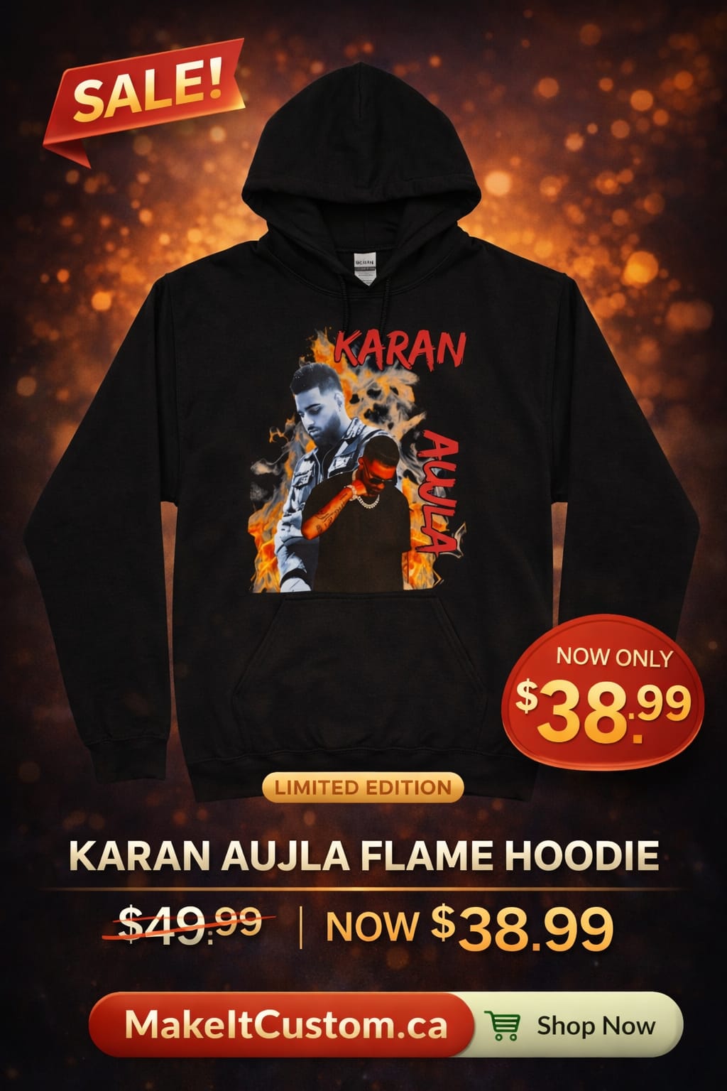🔥 Karan Aujla Flame Hoodie – Limited Edition Streetwear