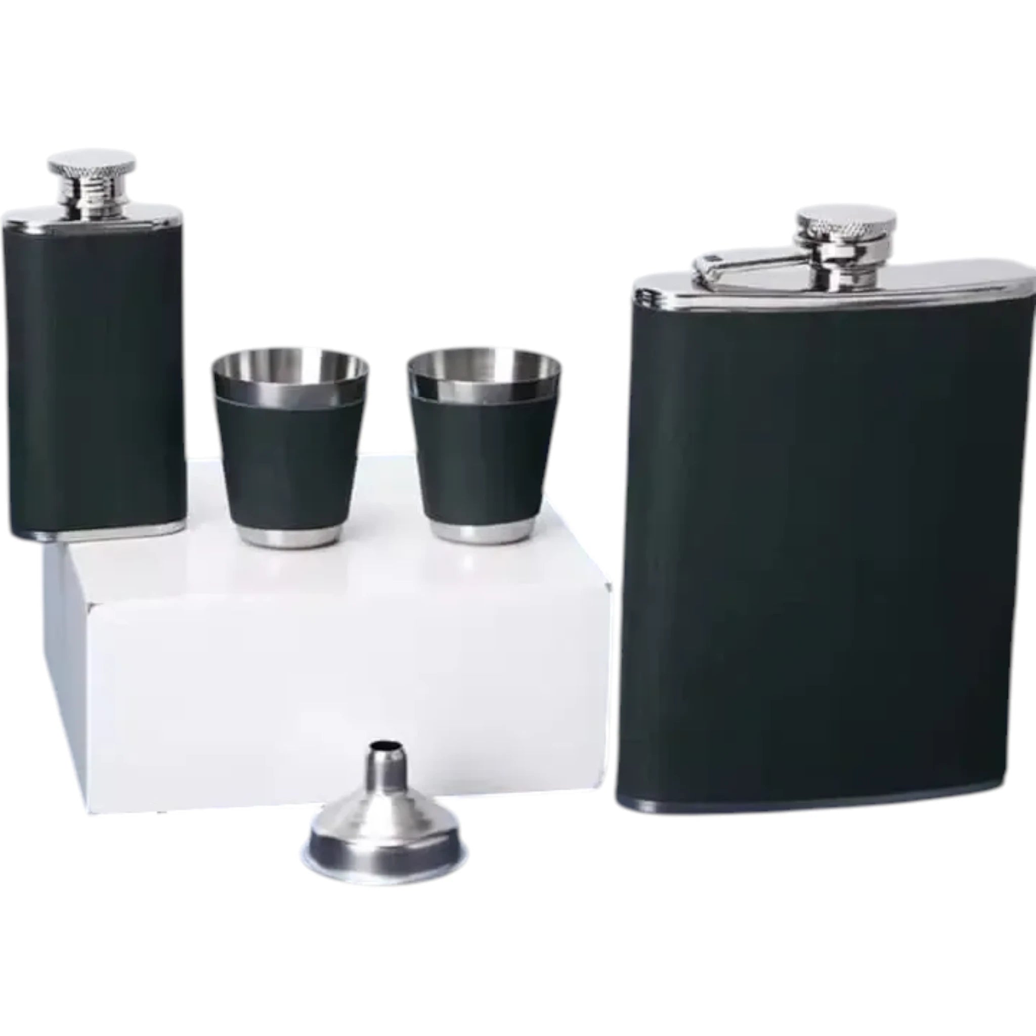 Stainless Steel Flask And Shot Glass Gift Set Customizable