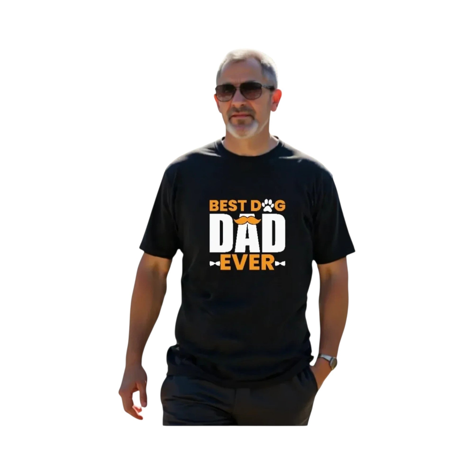 Best Dog Dad Ever Graphic Crewneck T-Shirt