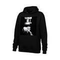 Make It Custom black pullover hoodie featuring a high-contrast graphic print with typography on the chest.