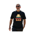Make It Custom black crewneck t-shirt with World Coolest Dad retro graphic worn by a man in sunglasses