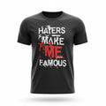 Make It Custom black cotton crewneck t-shirt with white and red Haters Make Me Famous graffiti graphic print