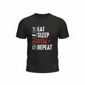 Make It Custom black crewneck t-shirt with white and red Eat Sleep Gym Repeat distressed graphic print