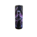 Make It Custom Black Panther stainless steel insulated tumbler with purple kinetic energy graphic on black background