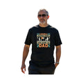Make It Custom black crew-neck t-shirt with I Know A Super Hero His Name Is Dad graphic worn by a man in sunglasses