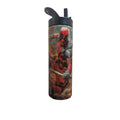 Make It Custom Deadpool insulated stainless steel water bottle with a leak-resistant lid and action-packed graphic.