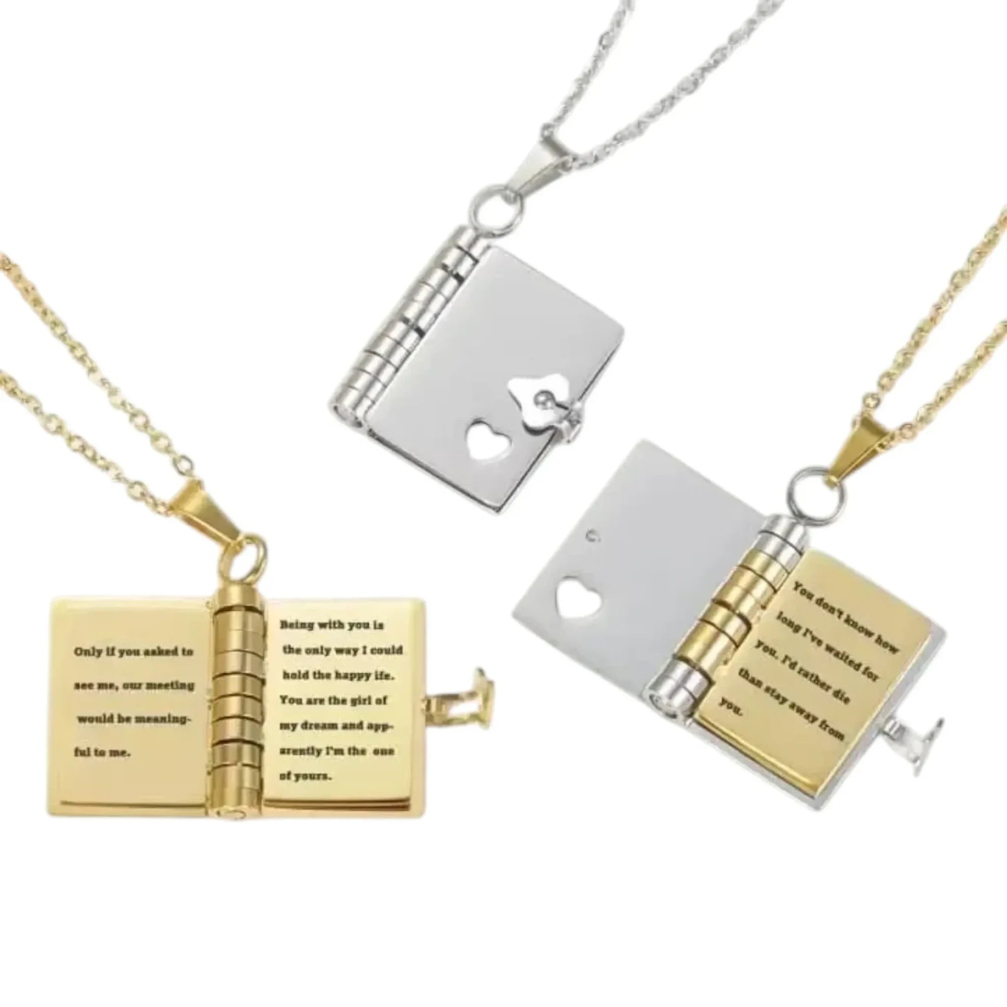 Personalized Engraved Book Locket Pendant Necklace