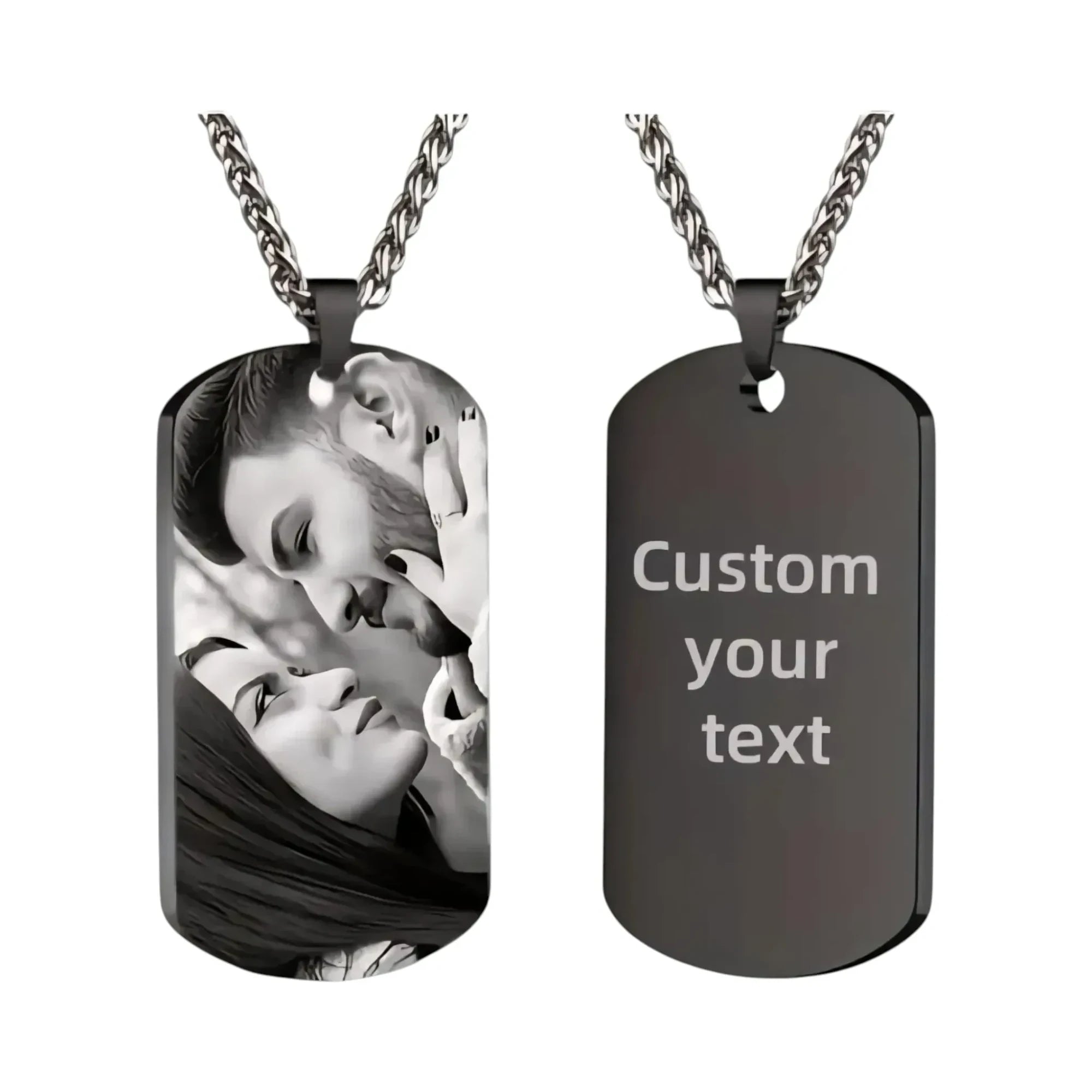 Personalized Photo Engraved Tag Pendant Necklace