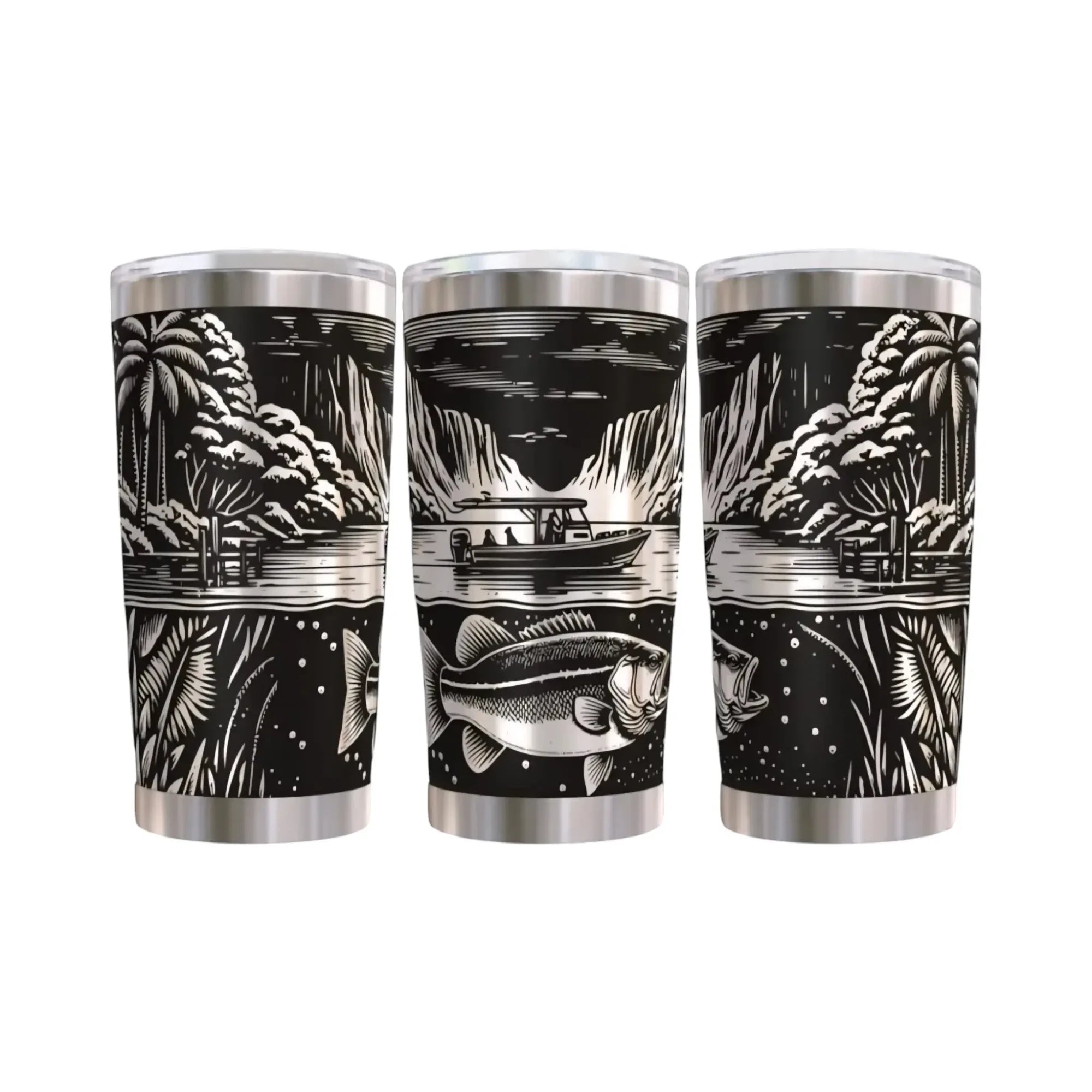 Fishing Scene Stainless Steel Insulated Tumbler 20oz
