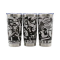 Make It Custom stainless steel insulated tumbler with black and white gym-themed workout graphics and clear lid.
