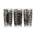 Make It Custom 20oz stainless steel tumbler with black and white floral design and inspirational affirmations.
