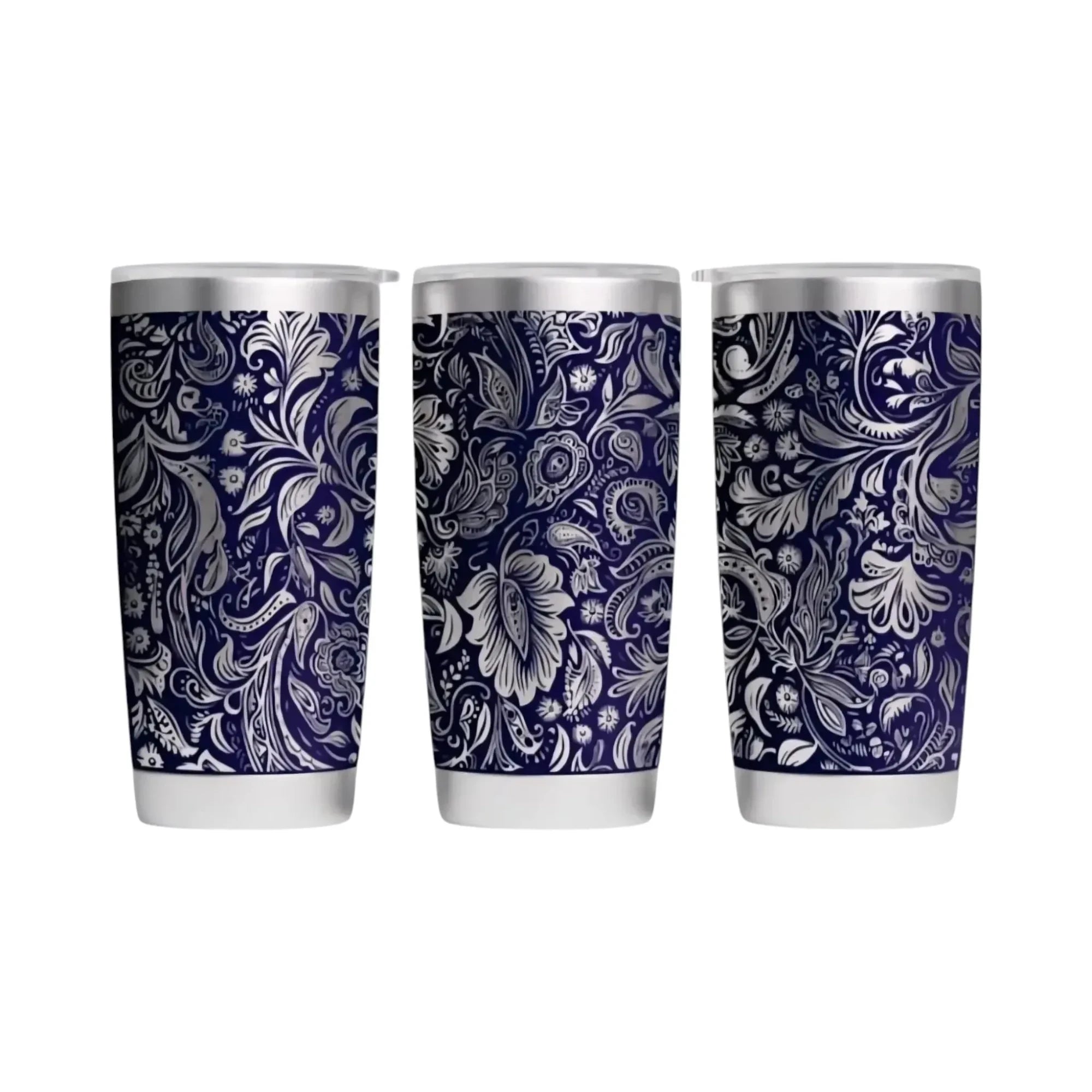 Decorative Floral Pattern Stainless Steel Insulated Tumbler 20oz