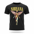 Make It Custom black cotton crewneck t-shirt featuring a vintage Nirvana In Utero angel graphic print
