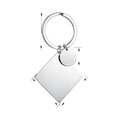 Make It Custom polished stainless steel square and round pendant keychain with a sturdy metal ring for engraving.