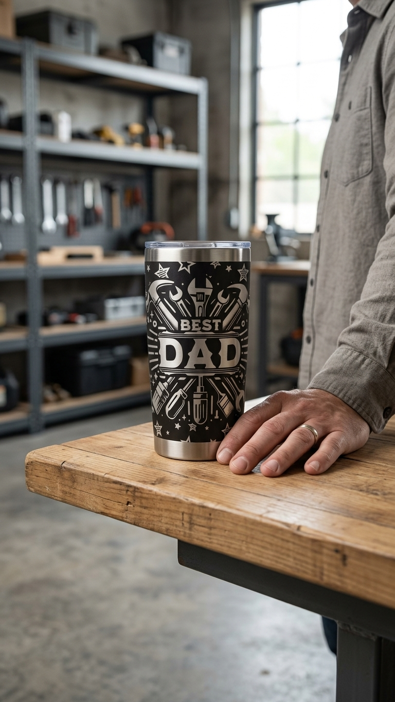 Custom Laser Engraved Dad Tumbler – $33.99