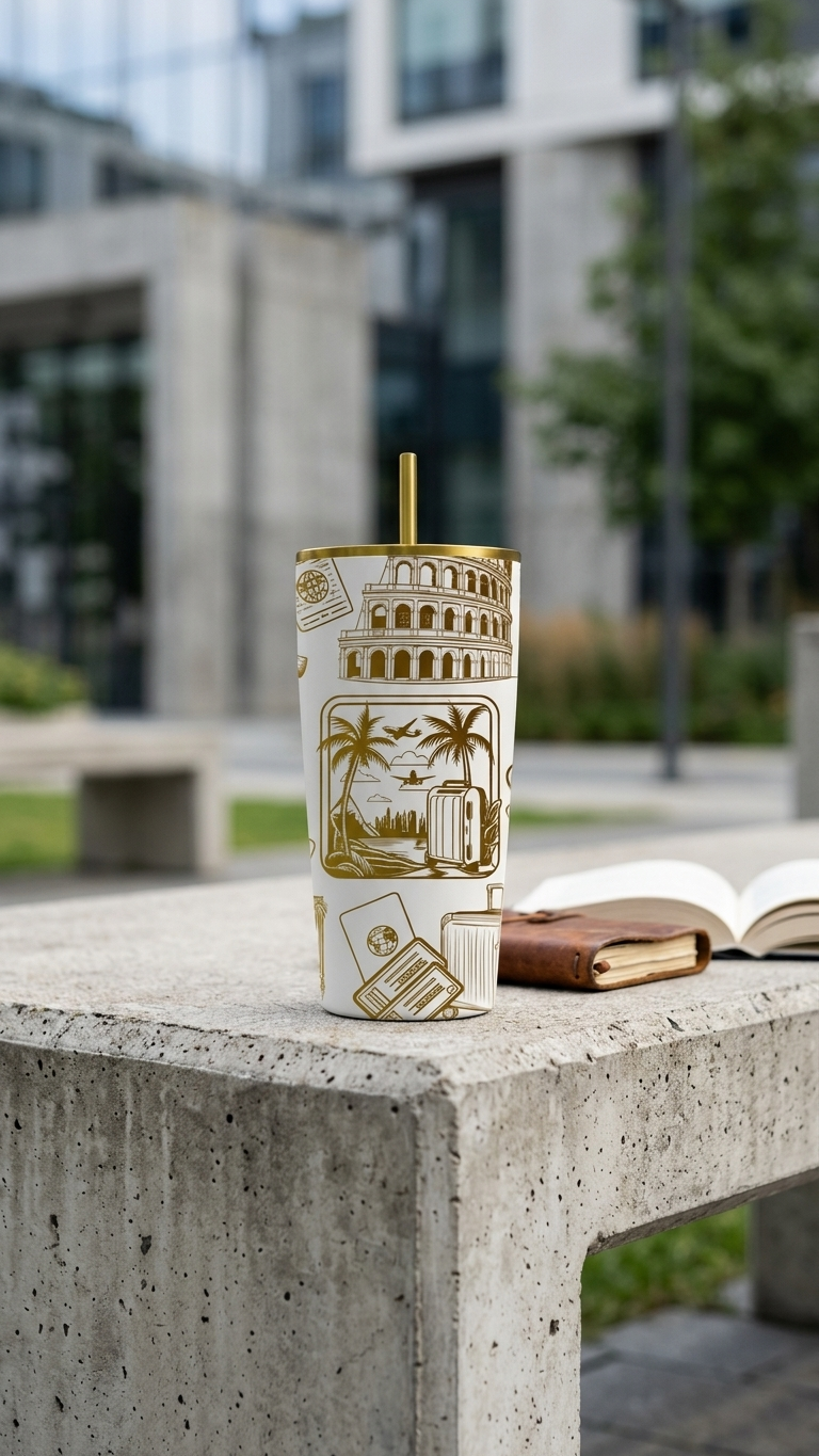 Custom Gold-Coated Laser Engraved Tumbler – $39.99