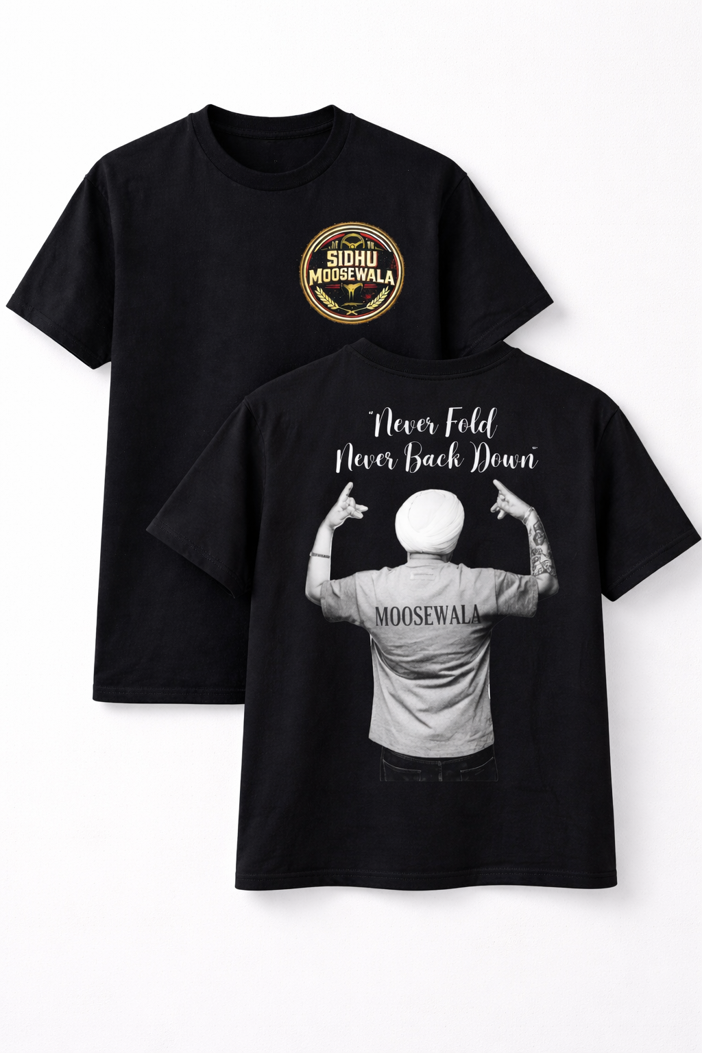 🔥 Sidhu Moosewala “Never Fold” Tribute T-Shirt